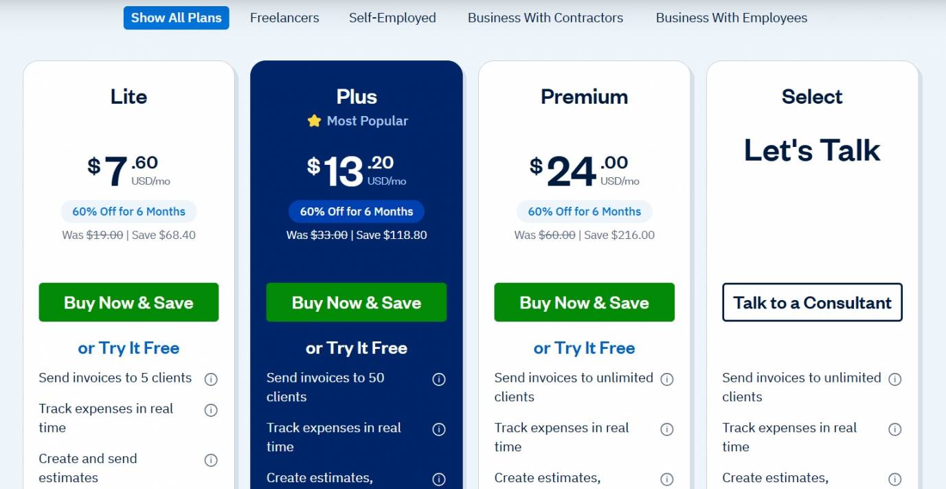 FreshBooks Pricing