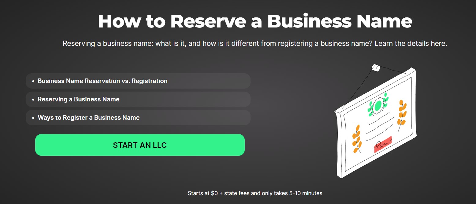 Business name reservation