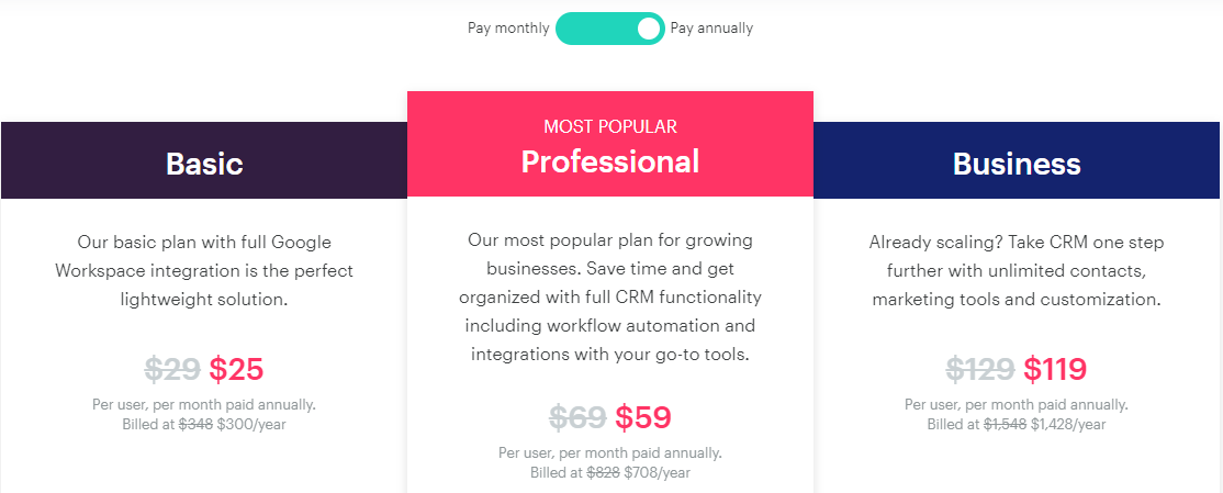 Copper CRM Pricing Plans