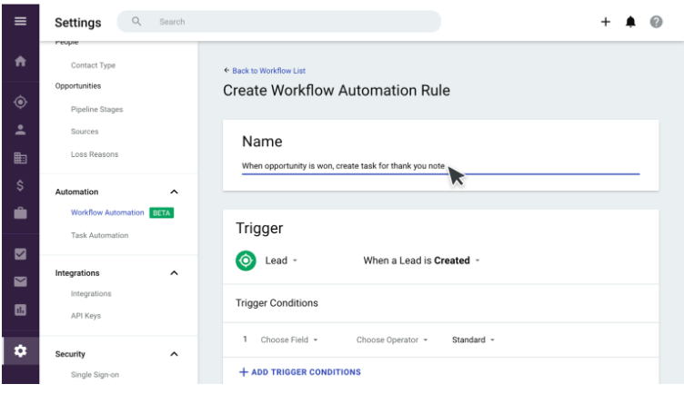 Creation Workflow Automation Rule