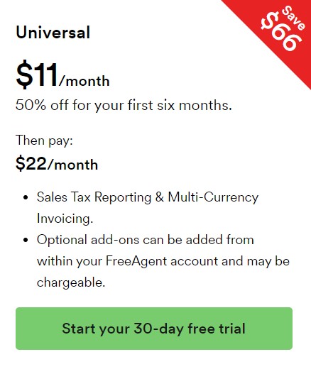 Freeagent pricing