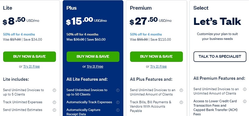 FreshBook pricing