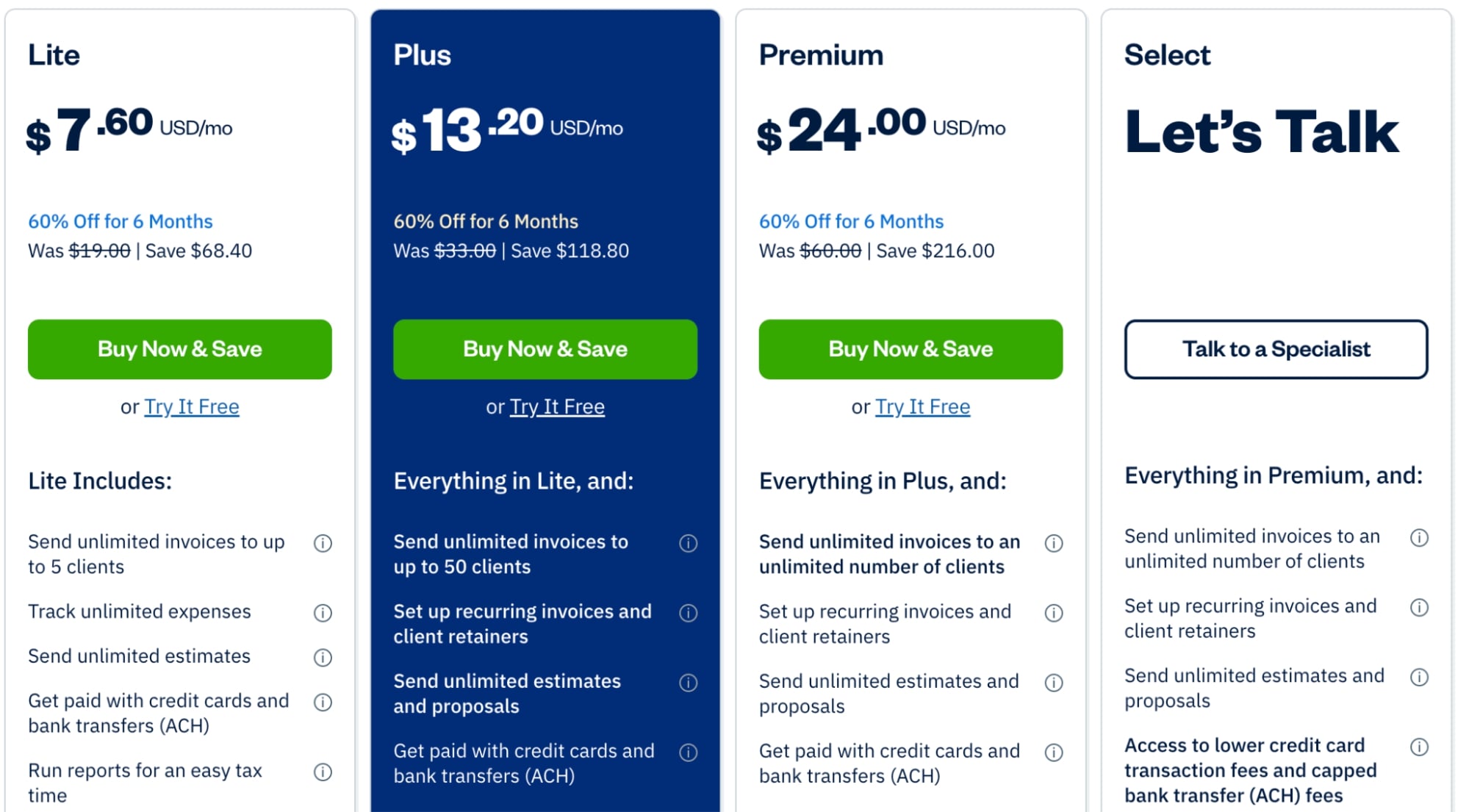 FreshBooks Pricing