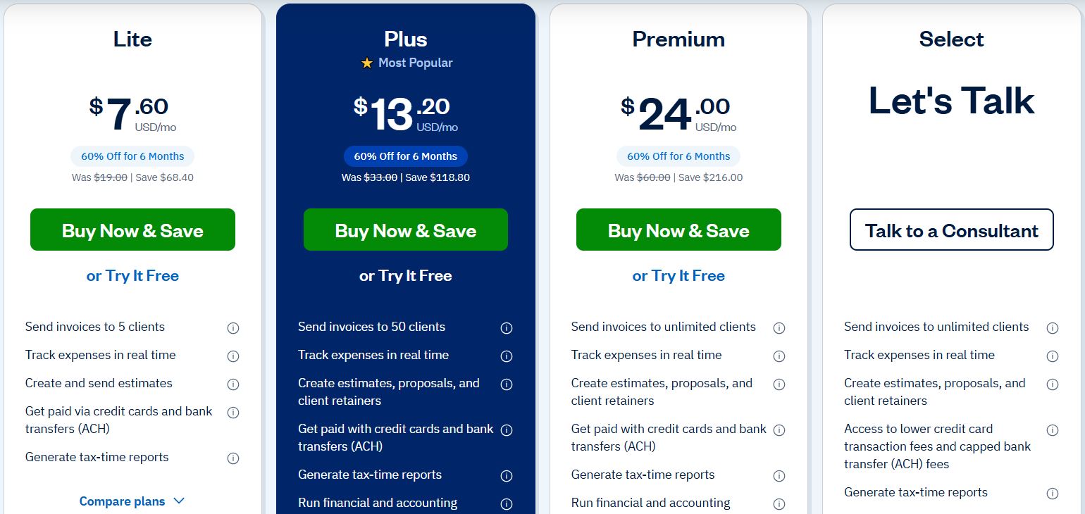 FreshBooks pricing image