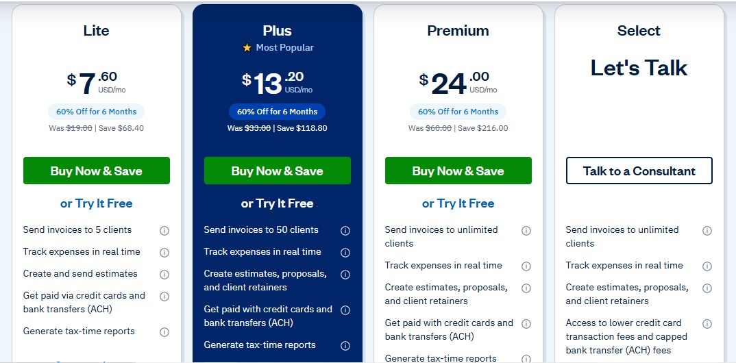 FreshBooks pricing