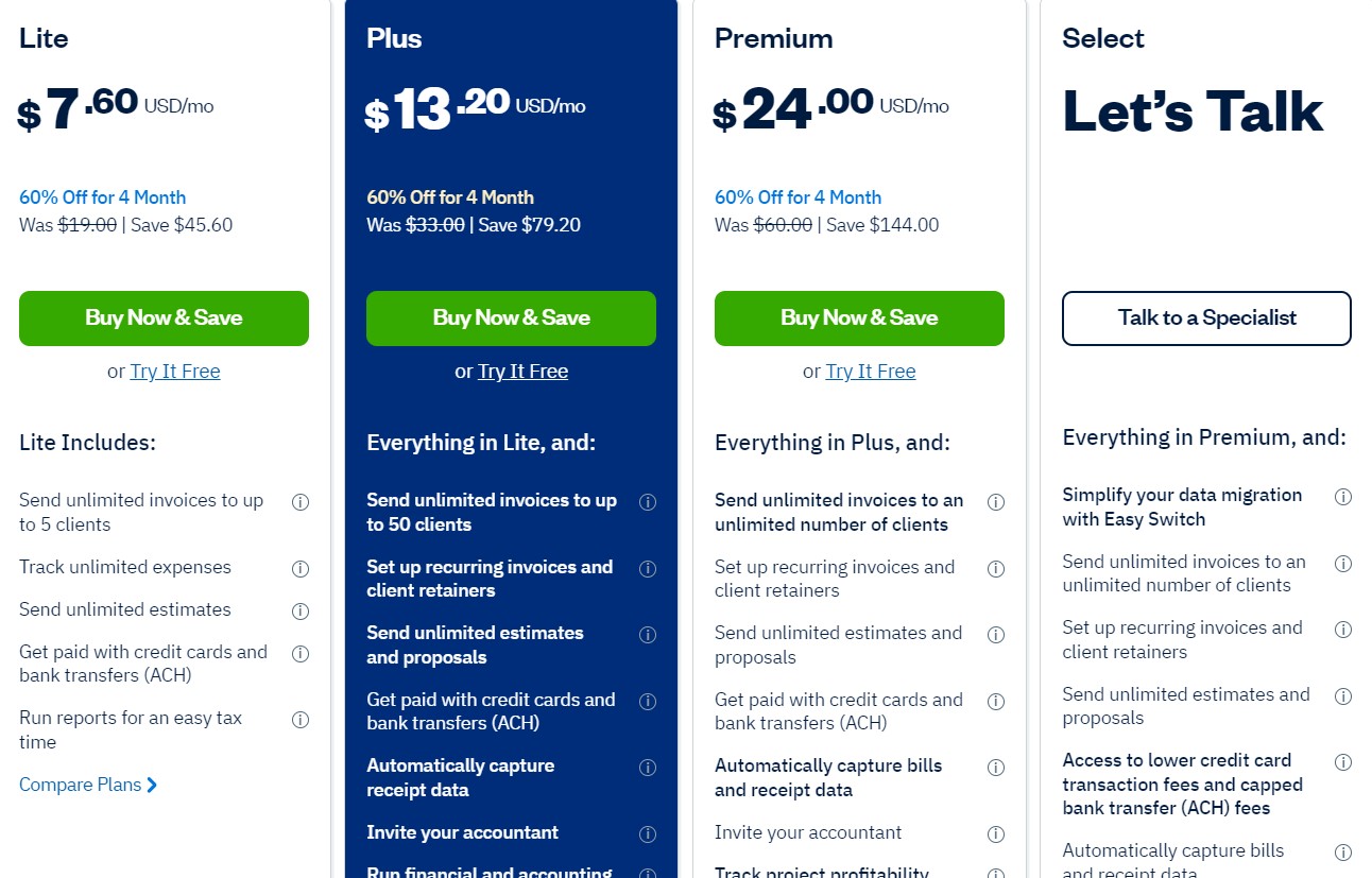 Freshbooks pricing