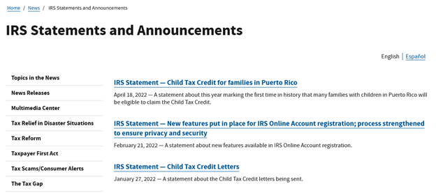 IRS Statements