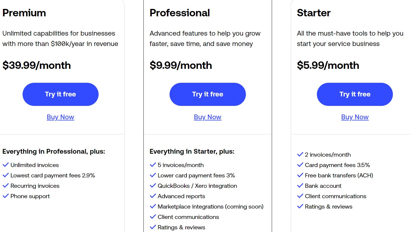 Invoice2go pricing