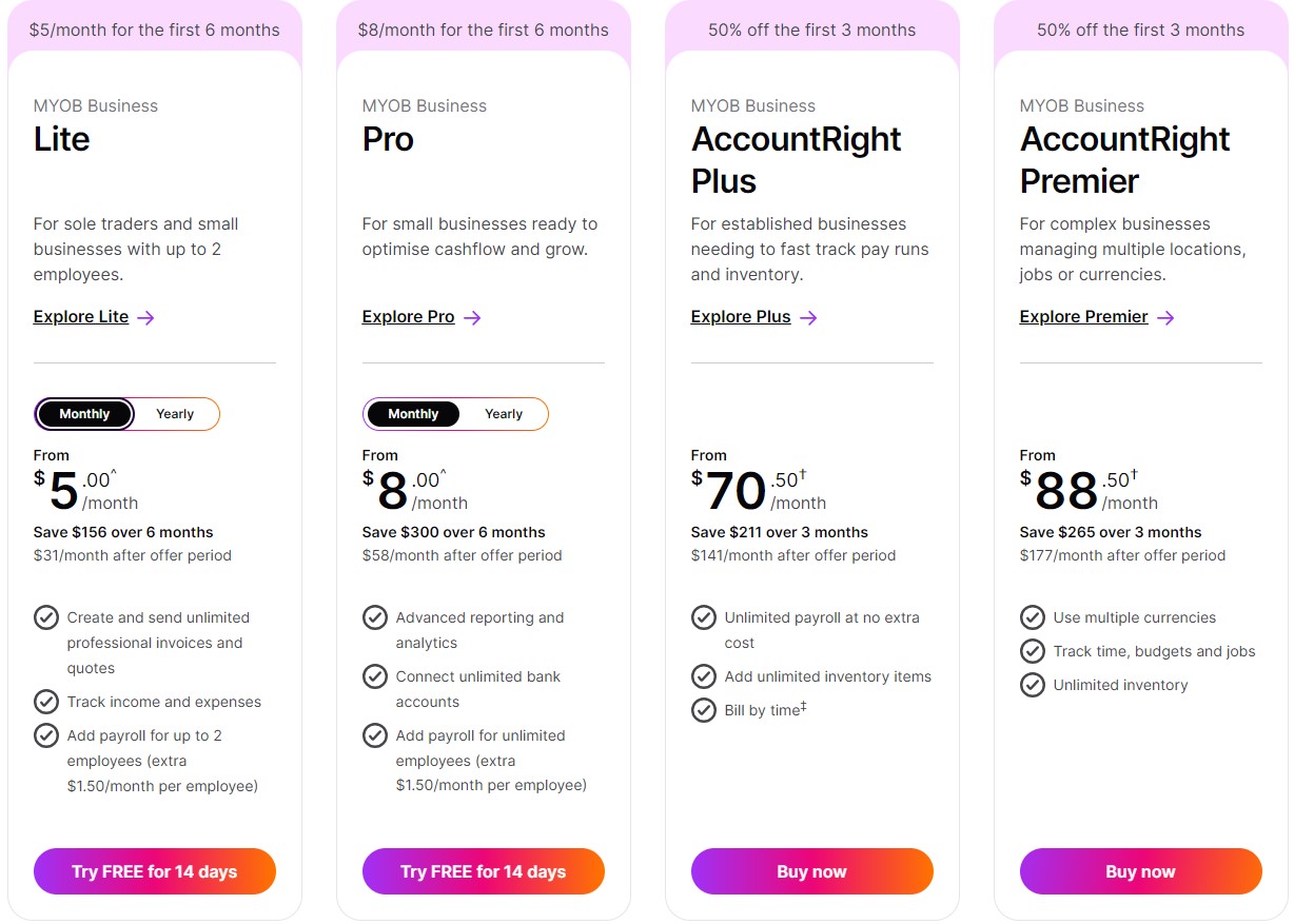 MYOB pricing