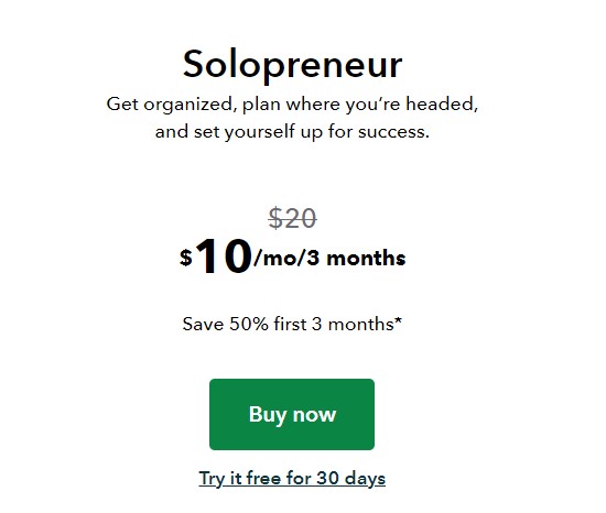 QuickBooks solo pricing