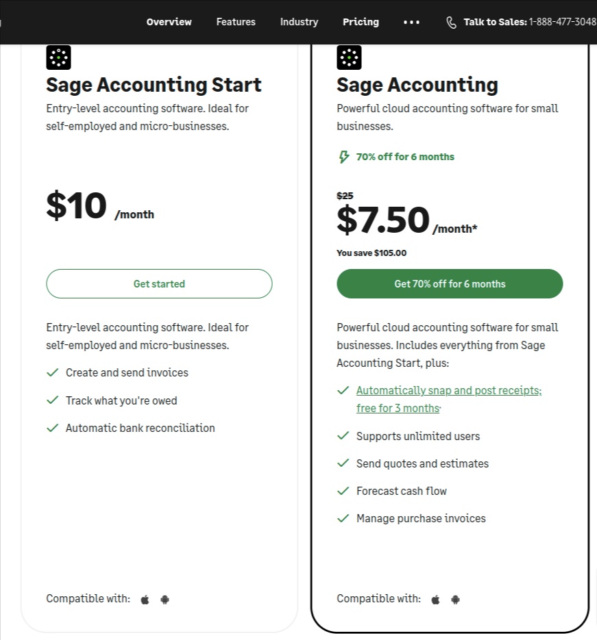 Sage Accounting Pricing