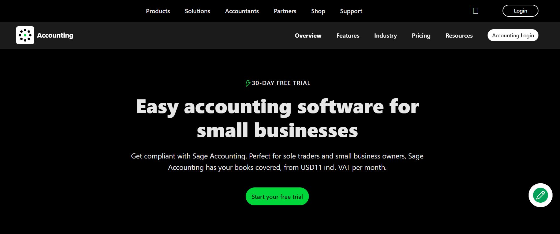Sage Accounting homepage