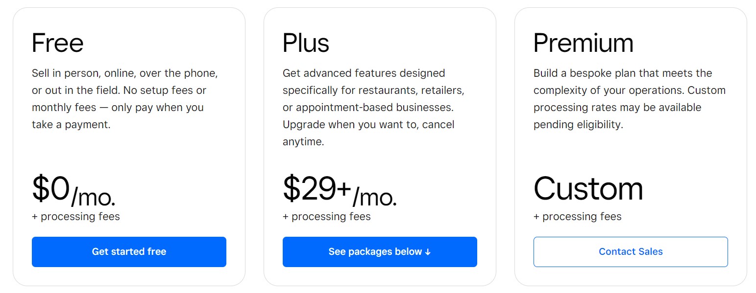 Square pricing