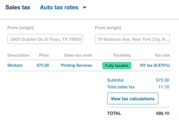 Xero automatic tax calcultaions