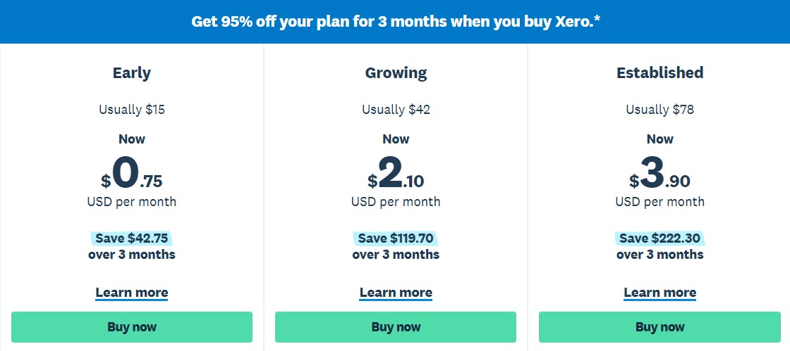 Xero pricing