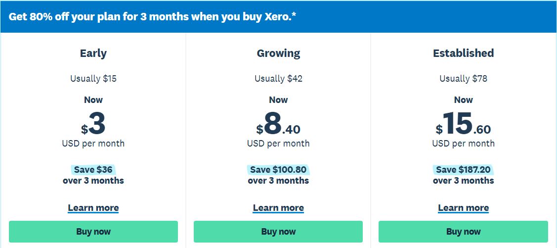Xero pricing new