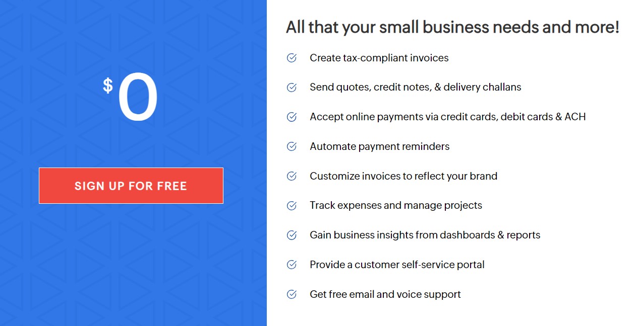 Zoho Invoice pricing