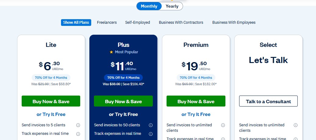 freshbooks pricing