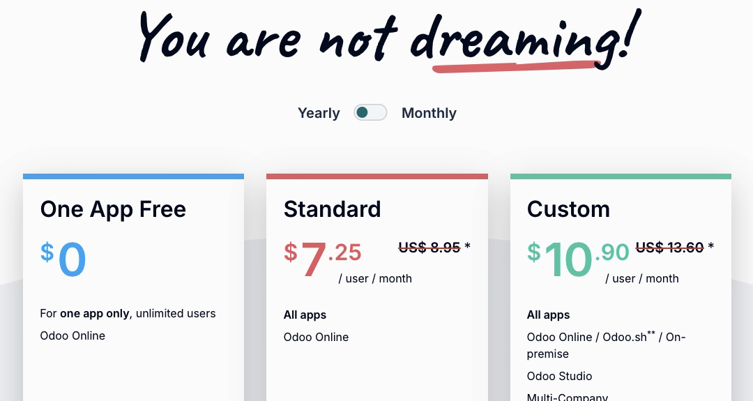 odoo pricing