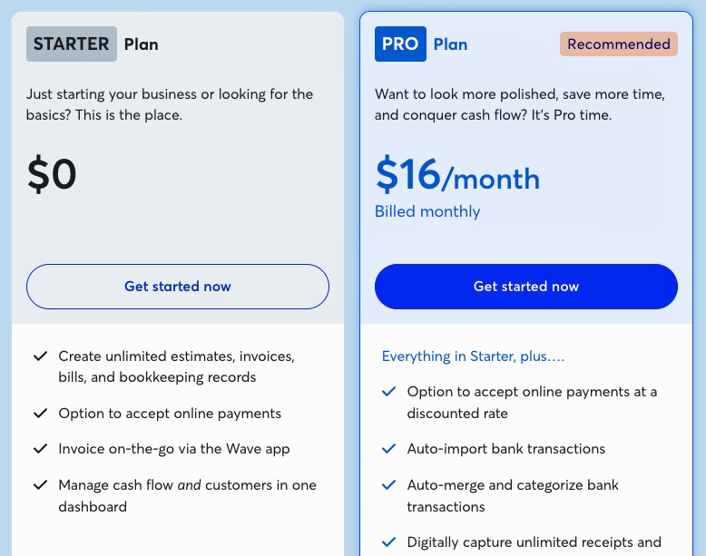 wave accounting pricing