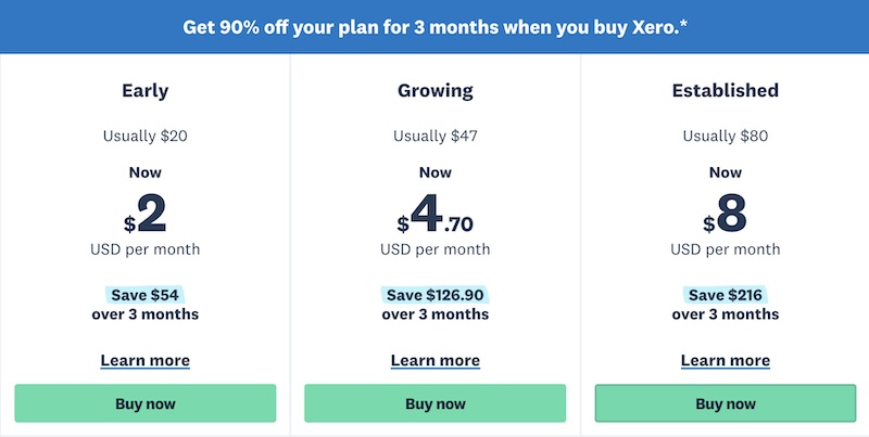 xero pricing